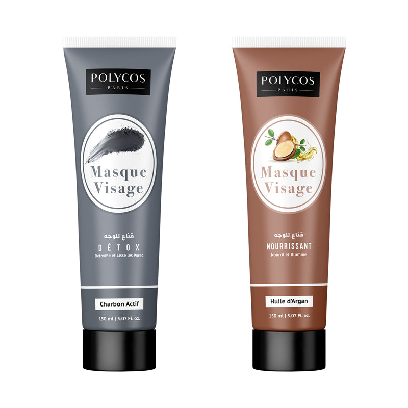 DUO Masque visage Charbon actif & Huile d'Argan